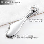 Mini Eye Care Stick, Facial Roller to Eliminate Eye Puffiness, Lighten Wrinkles, Gua Sha Beauty Skin Care Tool, On-The-go Facial Care Massager for Women (Zinc Alloy)