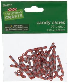 Mini Candy Cane Ornament Charms,Plastic - 20 Piece - 1.09 Inches