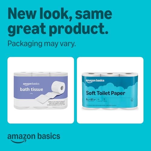 Amazon Basics 2-Ply Soft Toilet Paper, 18 Rolls | 3 Packs of 6 | 111 Regular Roll Equivalent