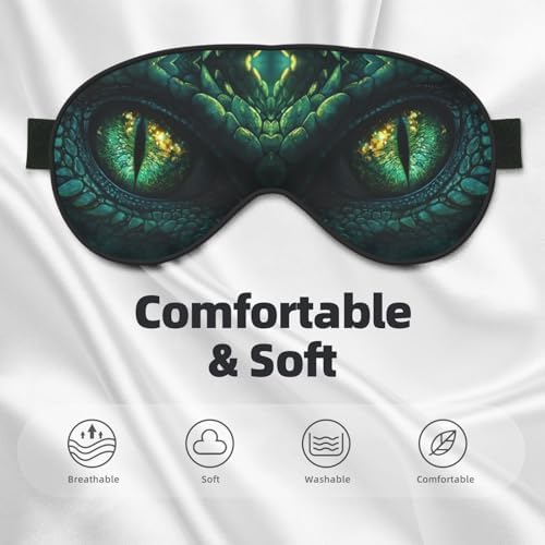 Abstract Green Dinosaur Eyes Sleep Mask Eye Mask with Adjustable Strap Eye Sleep Shade Cover Blocks Light for Women Men Airplane Travel Nap