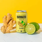 Bambucha Kombucha Thai Ginger 12 Pack Case | Chef Crafted Flavor, 100% Raw Kombucha Tea Drink | Organic, Vegan, Gluten Free, Non GMO, Probiotic (12 Fl Oz Cans)