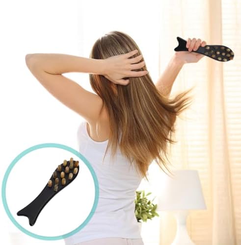 Healifty Ox Horn Comb Head Massager Guasha Massage Tool Scraping Hair Comb Therapy Trigger Point Treatment for Neck Eyes Face 7.08 Inch