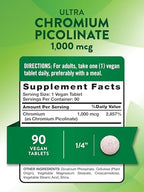 Nature's Truth Ultra Chromium Picolinate 1000mcg | 90 Tablets | Vegan, Non-GMO & Gluten Free Supplement