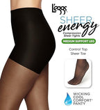 L'eggs Sheer Energy Women's Medium Support Leg, Control Top, Sheer Toe, Compression Tights