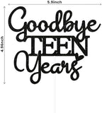 Goodbye Teen Years Cake Topper, Kissing My Teens Goodbye Cake Decorations, Happy 20th Birthday Decorations Party Decorations Black Glitter