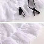 ROSVAJFY Women Sexy Maid Cosplay Lingerie Outfit French Naughty Servant Costume Sheer Lace Teddy Bodysuit Babydoll Apron Fancy Dress