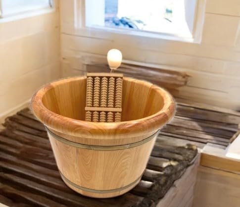 Solid Cedar Wood Foot Basin Tub Bucket for Foot Bath, Massage, Spa, Sauna, Soak, 14"