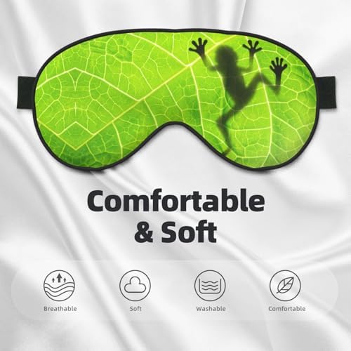 Frog Shadow on the Leaf Sleep Mask Eye Mask with Adjustable Strap Eye Sleep Shade Cover Blocks Light for Women Men Airplane Travel Nap