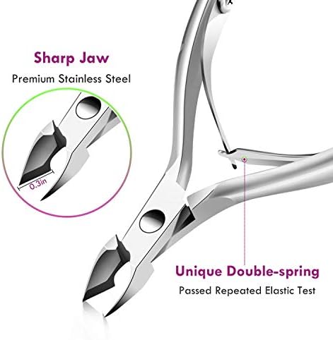 Cuticle Trimmer Cuticle Remover with Cuticle Pusher, XUNXMAS Professional Stainless Steel Durable Pedicure Manicure Tools Cutter Nipper Scissor Clipper for Fingernails and Toenails Dead Skin Silver