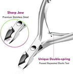 Cuticle Trimmer Cuticle Remover with Cuticle Pusher, XUNXMAS Professional Stainless Steel Durable Pedicure Manicure Tools Cutter Nipper Scissor Clipper for Fingernails and Toenails Dead Skin Silver