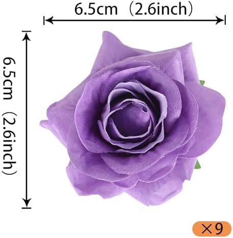 Rsstarxi 9 Pack Artificial Roses Cake Topper DIY Wedding Roses Artificial Flowers Cake Decorations for Bridal Shower Birthday Wedding Anniversary Party Decorations Purple