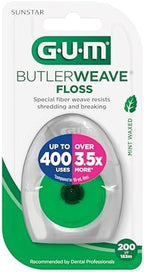 GUM ButlerWeave Woven Dental Floss, Shred Resistant Waxed Floss, Mint Flavored, 1 Count (Pack of 3)