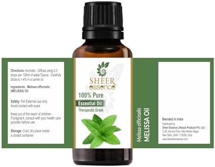 Melissa (Lemon Balm) Oil (Melissa Officinalis) Essential Oil 100% Pure Natural Undiluted Uncut Therapeutic Grade Oil 0.16 Fl.OZ