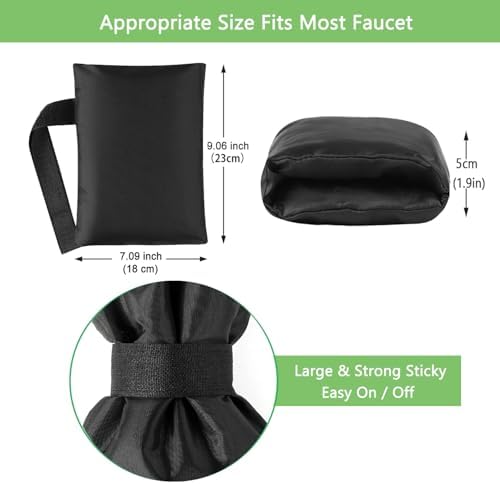 BoArt Outdoor Faucet Cover Socks for Winter Freeze Protection, 7.09" W x 9.06" H, Hose Bib Covers for Wall Taps Outside, Waterproof & Frost Free Insulated Spigot Cover, 2 Pcs Faucet Socks Black
