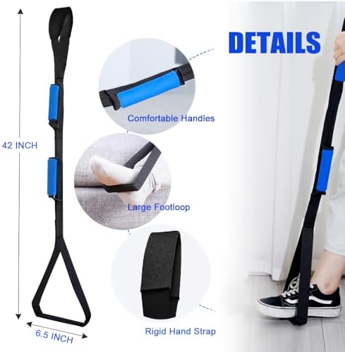 42 Inch Leg Lifter,Leg Lifter After Hip Replacement with Large Foot Loop,Mobility Aid for Disables and Elderly,Leg Lifter Strap for Knee Replacement Recovery Aids(Black)