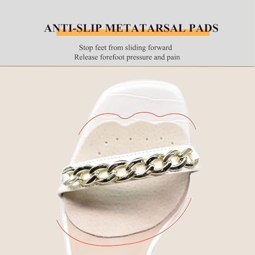2 Pair Metatarsal Pads for Sandals | Pigskin Weight Shifting High Heel Inserts for Women | Ball of Foot Anti-Slip Comfort Pads Invisible Self-Adhesive Forefoot Shoe Insoles
