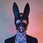 Mumbobyswim Women Cat Bunny Leather Masks Masquerade Mask for Cosplay Halloween Costume Accessory