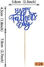 Rsstarxi 24 Pack Happy Father's Day Cupcake Toppers Glitter Love Daddy Best Father Super Dad Cupcake Picks for Happy Father's Day Birthday Party Cake Decorations Supplies Blue