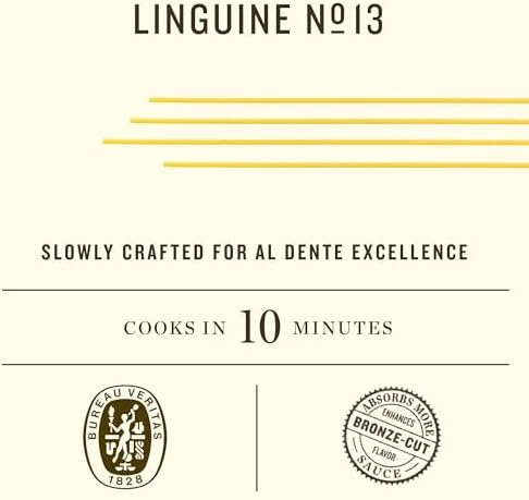 Rummo Linguine Pasta N.13 - Linguine Pasta Noodles, Dry Pasta, Long Linguine Noodles, Durum Wheat Pasta Imported from Italy - 16 Ounce (Pack of 5)