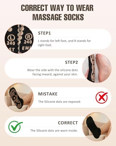 Acupressure Socks Reflexology Foot Massage for Women Men Acupuncture Socks with Pressure Point, Gifts for Busy Mom Elders Massaging Convenient and Efficient Size 9-10