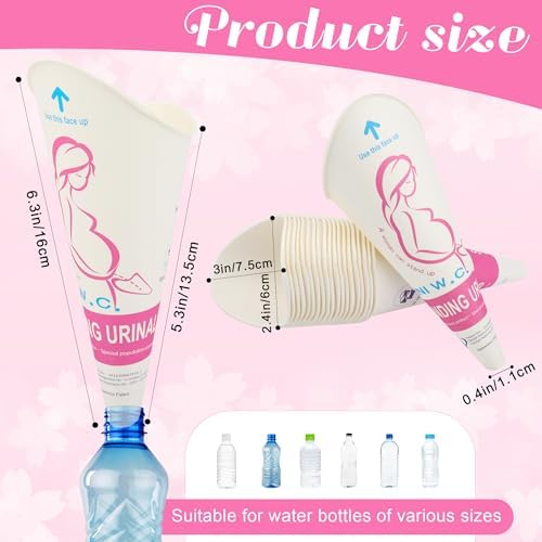 Luxiv 20 50 Pcs Disposable Female Urination Device, Portable Girl Urinal Funnel Women Outside Pee Cup Waterproof Paper Standing Pee Disposable Cup Female Urinal for Camping, Hiking (20)