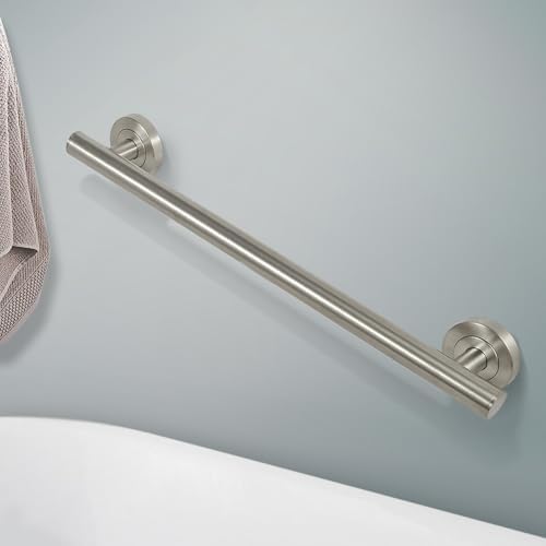 Lava Odoro Shower Grab Bar, Modern Stainless Steel Handicap Grab Bar for Bathtubs and Showers, Shower Safety Bar for Seniors Disabled, ADA-Compliant (Brushed Nickel, 18 Inch)