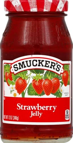 Smuckers Strawberry Jelly, Made with Real FruitJuice, 12 oz Glass Jar (Pack of 1)