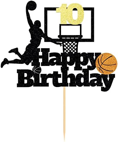 Basketball Happy 10th Birthday Cake Topper-Basketball Themed Birthday Party Cake Decoration-10 Years Birthday Party Supplies (10th)