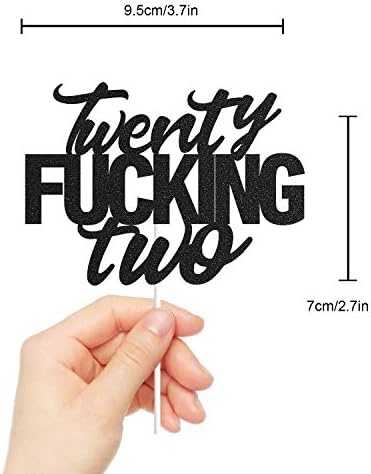 Twenty Two Black Glitter Cake Toppers 22 Years Old 22nd Birthday Party Decorations Supplies