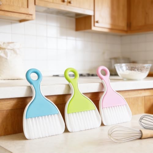 1 Pcs Mini Broom and Dustpan Set for Table, Dust Pan and Brush Set Tiny Cleaning Table Sweep for Car Desk Keyboard (Pink)