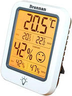 Brannan Digital Room Thermometer Hygrometer Indoor Humidity Meter Accurate Temperature Max Min Recording Backlight LCD Display Monitor Home Office Baby Room Nursery Greenhouse