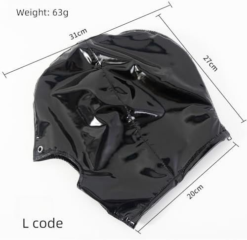 Latex Hood Rubber HeadMask,Latex Head Cover,Back Zipper for Unisex Cosplay Club Wear,Two sizes to choose