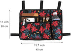 Walker Bag Basket with Cup Holder Suit for Adult Folding Walkers Rollator Organizer Carry Storage Pouch Water-Resistant Armrest Accessories for Seniors, Elderly, Handicap (Bauhinia)
