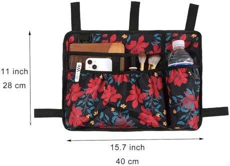 Walker Bag Basket with Cup Holder Suit for Adult Folding Walkers Rollator Organizer Carry Storage Pouch Water-Resistant Armrest Accessories for Seniors, Elderly, Handicap (Bauhinia)