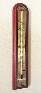 Analog Indoor Wall Thermometer Solid Oak Wood with Brass Scale 10 inch (Mahogany Finish)