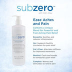Sub Zero Cooling Pain Relief Gel, 16oz Bottle with Pump - Joint Relief and Nerve Pain Relief Cream for Muscle Deep Pain Relief and Arthritis Relief