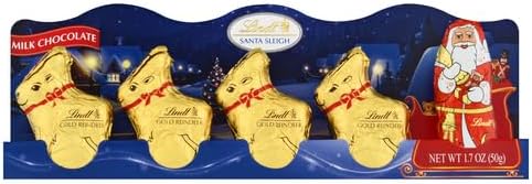 Lindt LINDOR Milk Chocolate Holday Figure Santa Claus and Reindeer Hollow, 1.7 oz