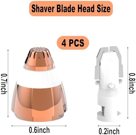 Eyebrow Hair Remover Replacement Heads with Painless Replacement Blades Compatible with Flawless Facial Eyebrow Hair Remover, Perfect for Beauty Enthusiasts Daily Use (Rose Gold, 4 Pack)