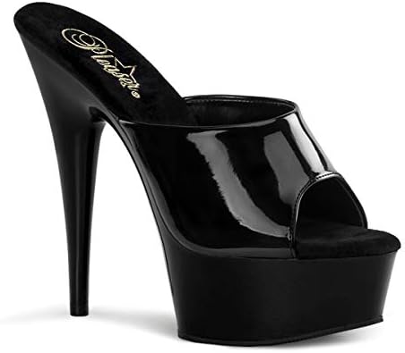 Pleaser Women's Delight-601 Platform Slide,Black Pat/Black,7 M US
