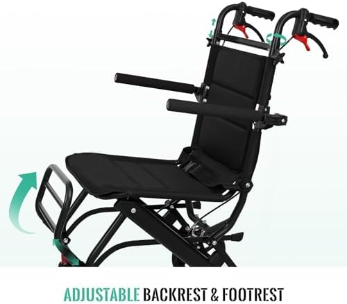 Lightweight Wheelchair for Adults & Seniors | Ultra Light Only 16lbs| Compact Foldable Travel Wheel Chair with Extendable Footrest & Handle | Premium Aluminum Alloy | Portable Transport Wheelchair