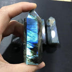 AITELEI Large Natural Healing Crystals Wands Stones, 3.9"-4.3" (10-11cm) 6 Faceted Single Point Crystal Prism Wand for Healing Meditation Reiki Chakra Therapy