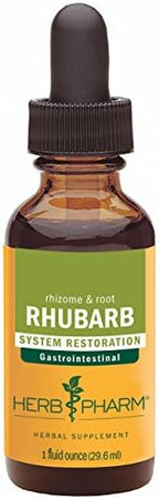Herb Pharm Certified Organic Rhubarb Liquid Extract Drops for Digestive System Support, 1 Oz