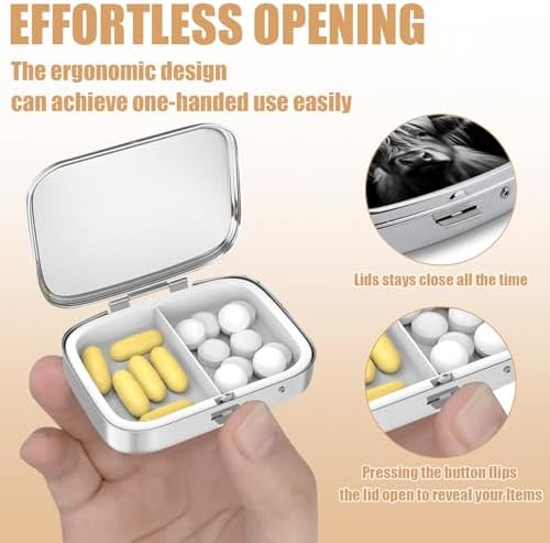 Pill Box-2 Compartment Small Pill Case Square Organizer Case with Mirror Portable Metal Medicine Box Travel Container for Pocket & Purse Women Men(Black Highland Cow)