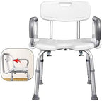 Bathroom Stool,Bath Bathroom Stool,Shower Chair with Padded Armrests and Back,White Bathtub Lift Chair with Arms,for Handicap,Disabled,Seniors and Elderly