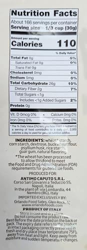 Antimo Caputo Gluten Free Pizza Flour 11 Lb Bulk - All Natural Multi Purpose Flour & Starch Blend for Baking Pizza, Bread, & Pasta