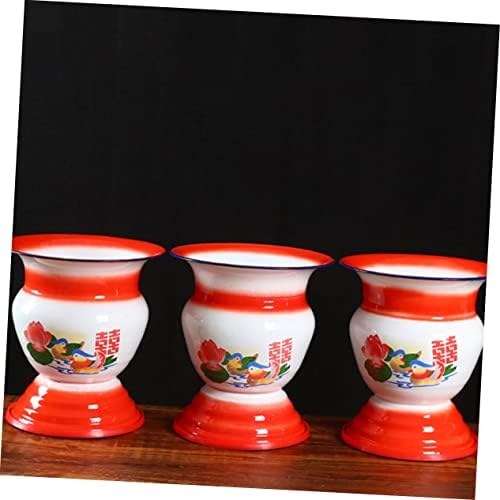 SAFIGLE 1Pc Enamel Spittoon for Adults Vintage High Foot Urinal Pail Pot Chinese Style Spittoon Lightweight and Durable Convenient for Home Travel Use