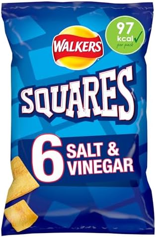 Walkers Squares Salt & Vinegar 6 x 22g