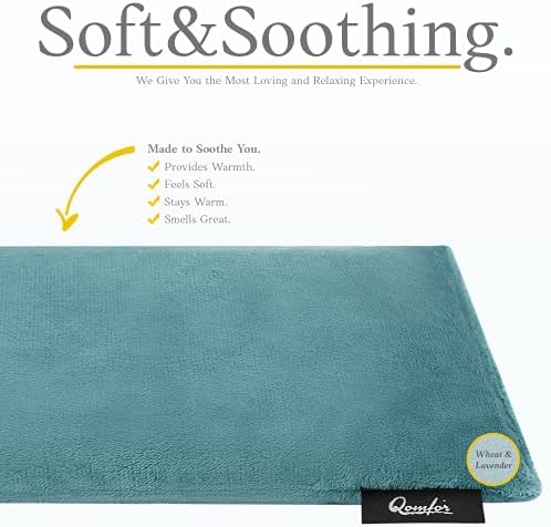 Qomfor Microwave Heating Pad - Large Microwavable Wheat Bag Heat Pack for Neck and Shoulders, Pain Relief, Back Pain, Arthritis, Period Cramps - Reusable Lavender Heating Pad (Green Blue)