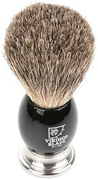 Luxury Shaving Brush for Men by VIKINGS BLADE, Ultra Heavy Acrylic & 316L Steel Handle, Super Strong Knot Backbone, Minimal Shedding, Fast Lather, Extremely Smooth & Plush on Skin (Dark Stallion)