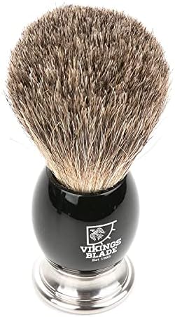 Luxury Shaving Brush for Men by VIKINGS BLADE, Ultra Heavy Acrylic & 316L Steel Handle, Super Strong Knot Backbone, Minimal Shedding, Fast Lather, Extremely Smooth & Plush on Skin (Dark Stallion)